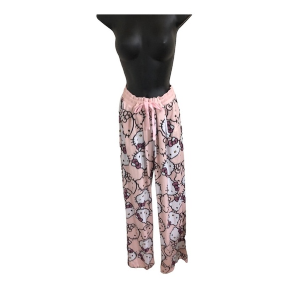 Hello Kitty pink logo drawstring waist cotton loungewear pajama pants size large - Picture 3 of 12